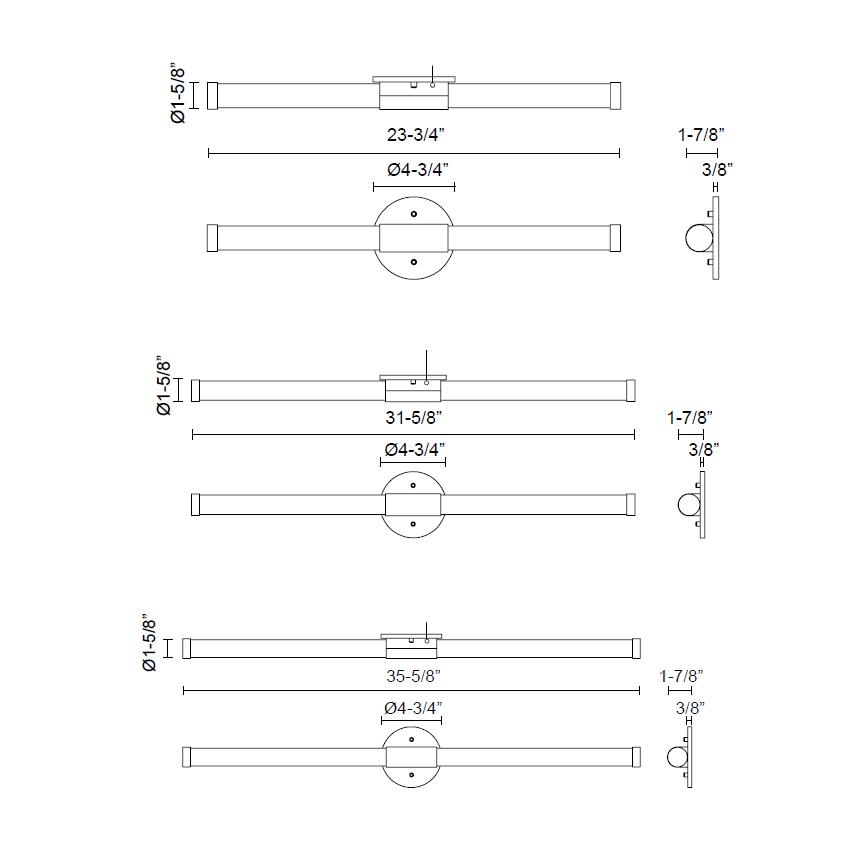Akari LED Bath Bar - Diagram