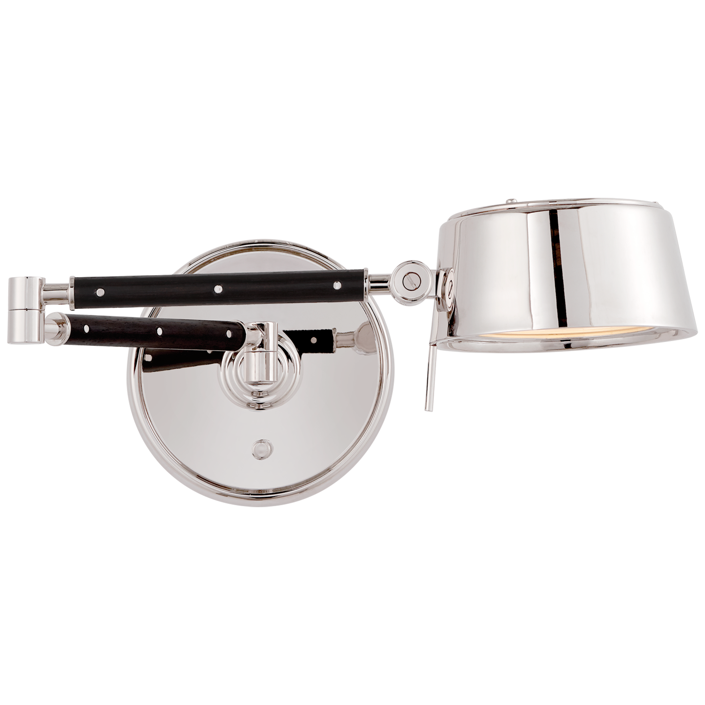 Alaster Articulating Wall Light - Polished Nickel/Black Ebony Finish