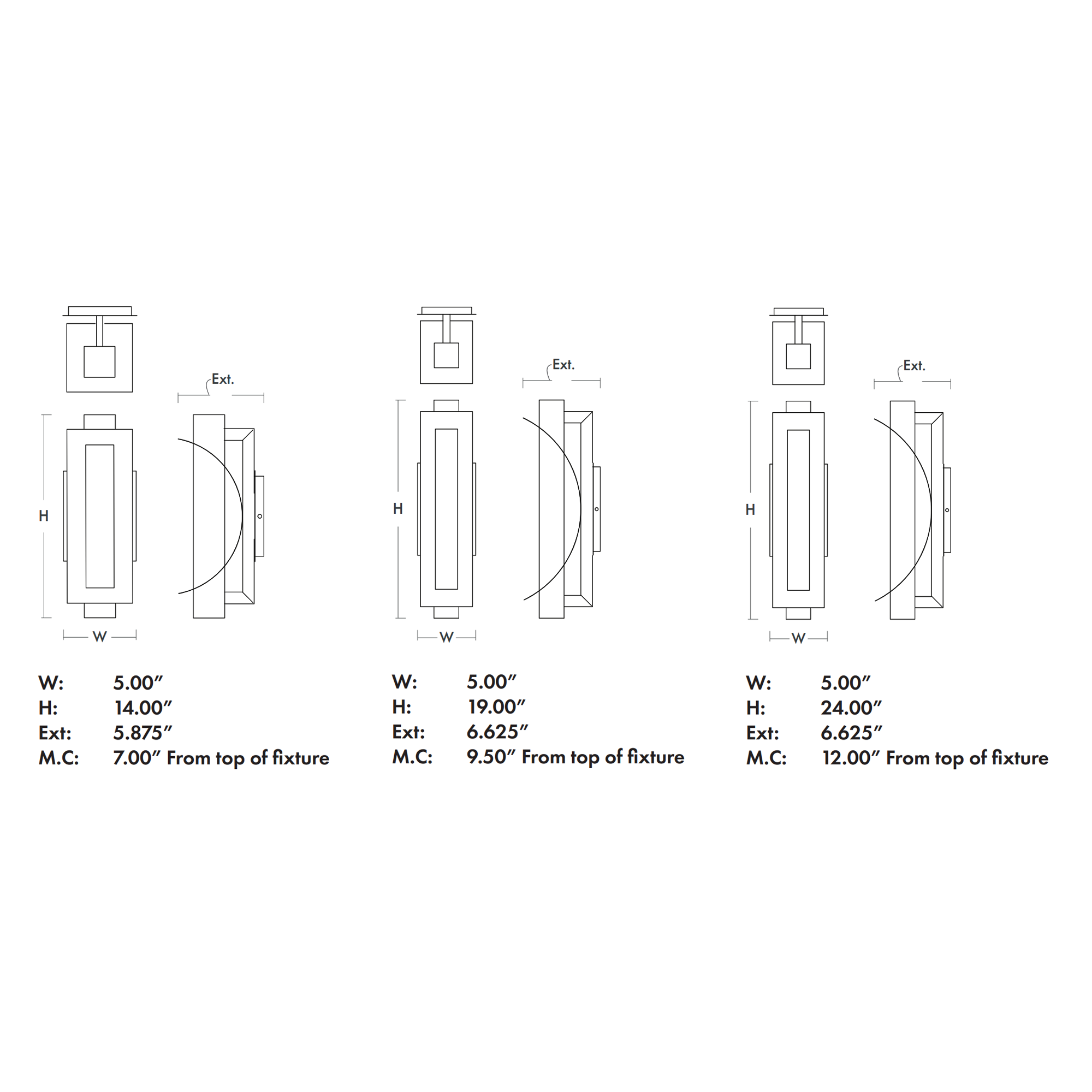 Albedo LED Outdoor Wall Sconce - Diagram