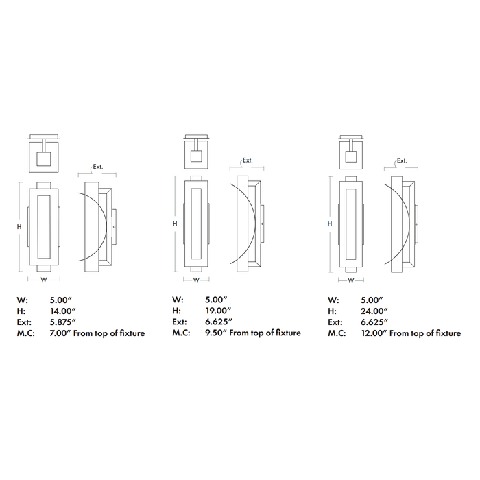 Albedo LED Outdoor Wall Sconce - Diagram