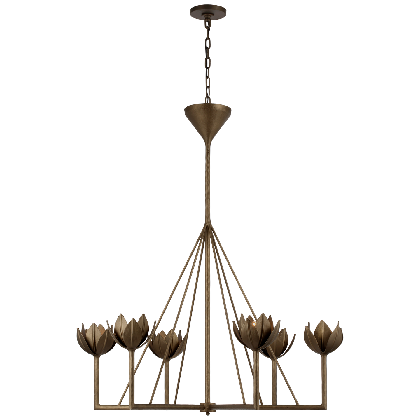 Alberto Large Single Tier Chandelier - Antique Bronze Leaf Finish