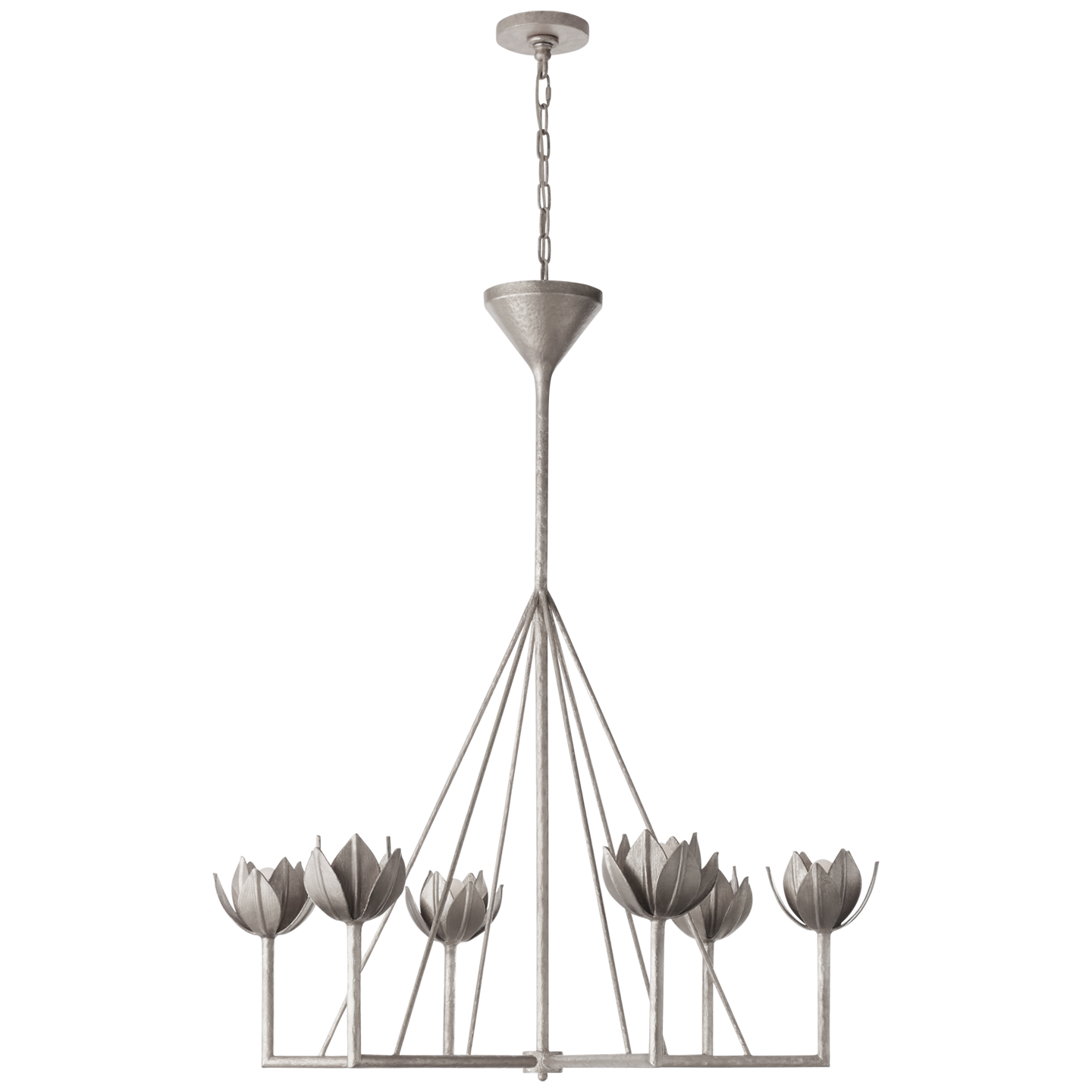 Alberto Large Single Tier Chandelier - Burnished Silver Leaf Finish