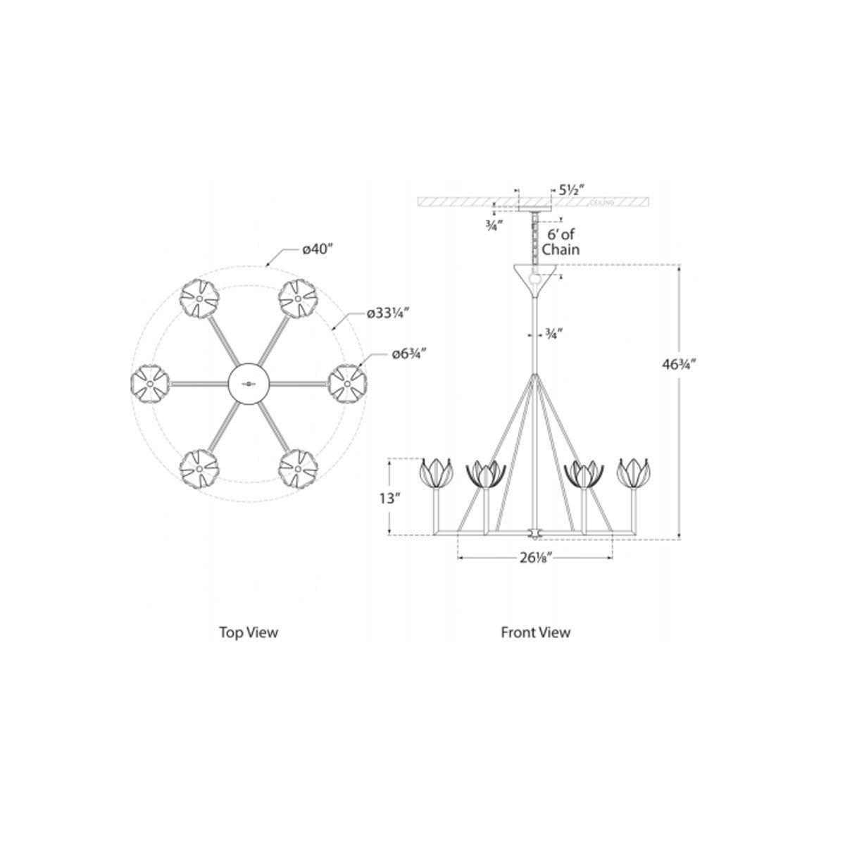 Alberto Large Single Tier Chandelier - Diagram