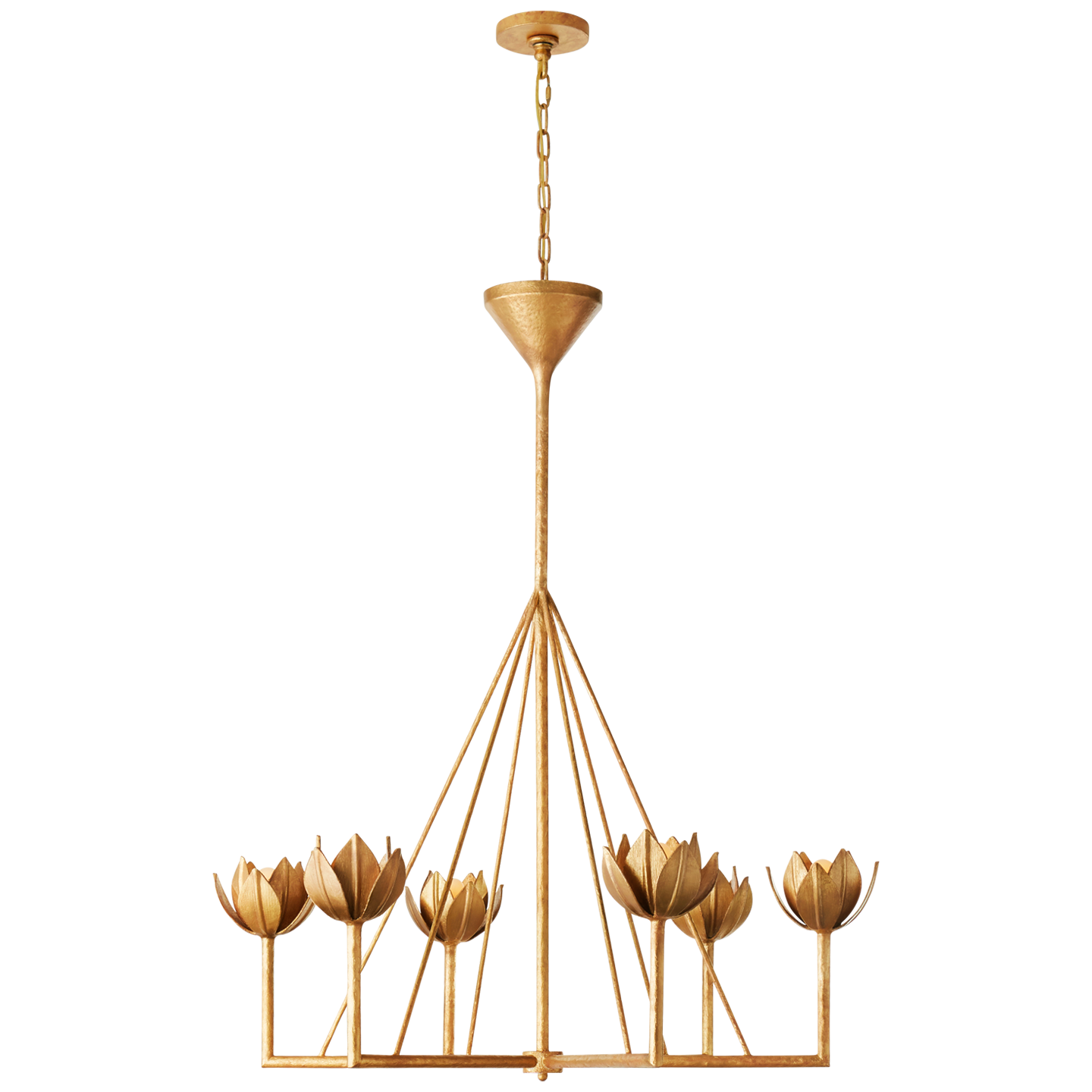 Alberto Large Single Tier Chandelier - Antique Gold Leaf Finish