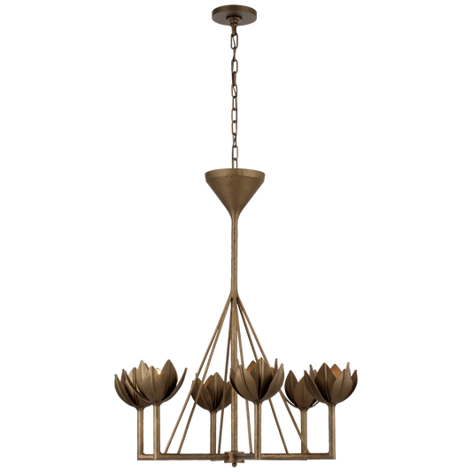 Alberto Small Single Tier Chandelier - Antique Bronze Leaf