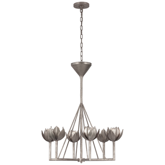 Alberto Small Single Tier Chandelier - Burnished Silver Leaf