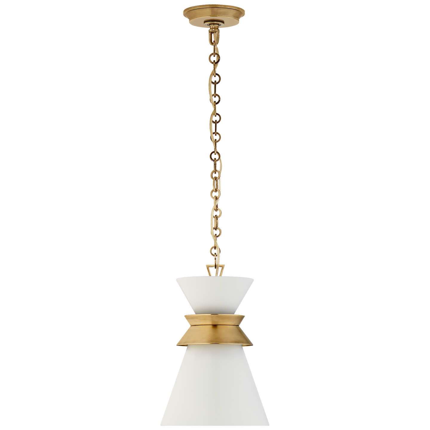 Alborg Small Stacked Pendant - Antique-Burnished Brass/Matte White Finish