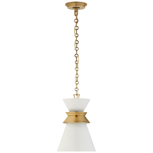 Alborg Small Stacked Pendant - Antique-Burnished Brass/Matte White Finish