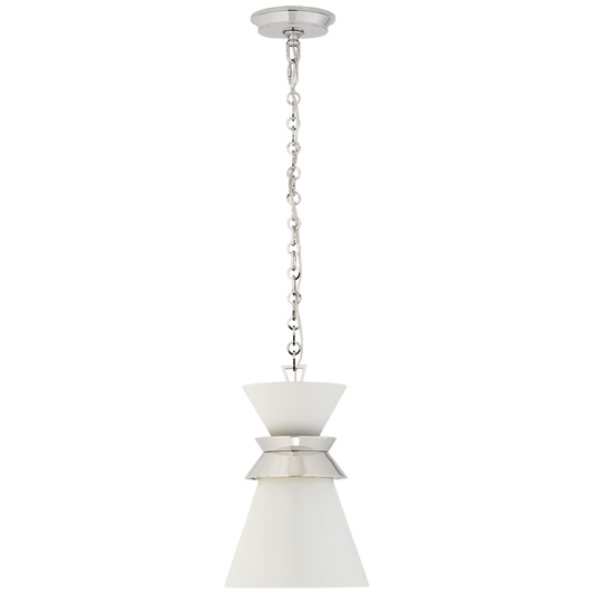 Alborg Small Stacked Pendant - Polished Nickel/Matte White Finish