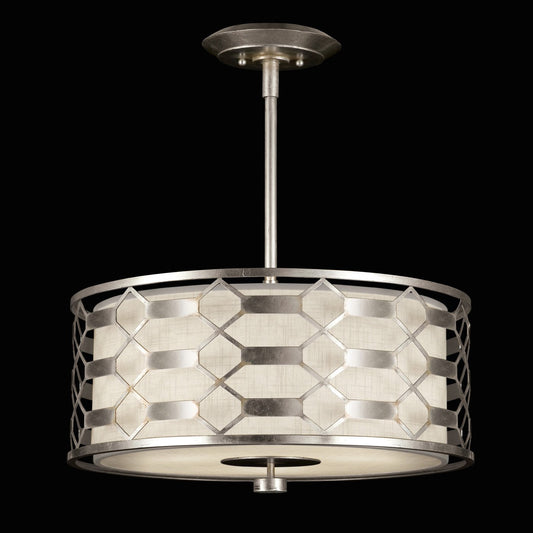 Allegretto Drum Pendant - Platinized Silver Leaf