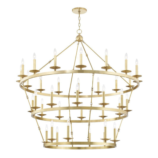 Allendale Three Tier Chandelier - Aged Brass Finish