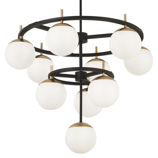 Alluria 2-Tier Chandelier - Black with Autumn Gold Accents