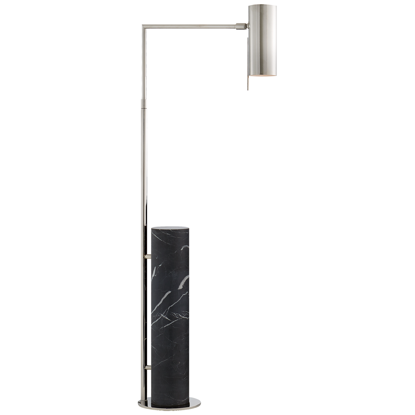 Alma Floor Lamp - Polished Nickel Finish with Black Marble