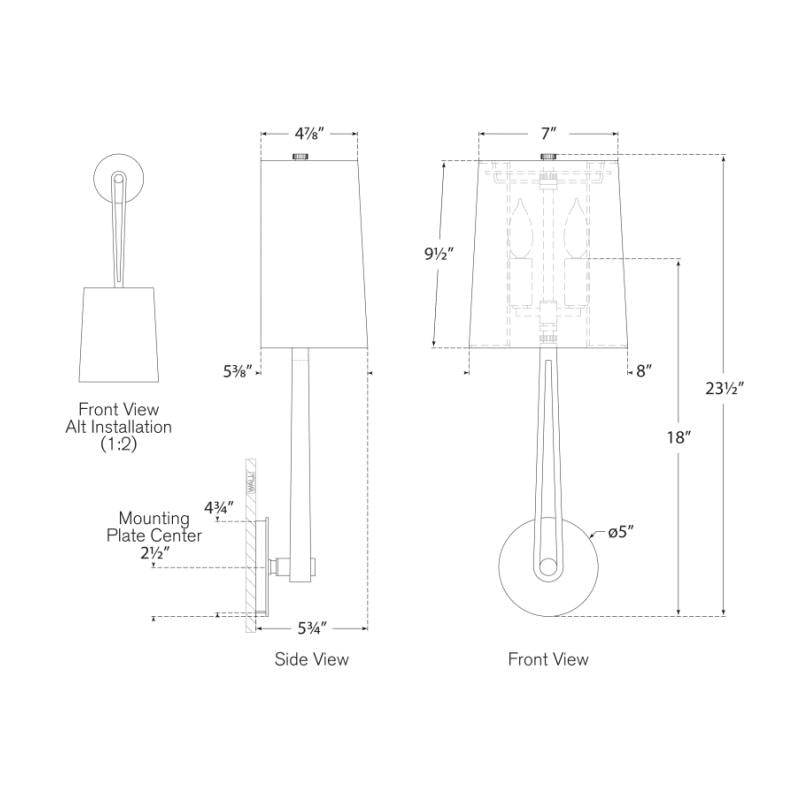 Alpha Large Convertible Sconce - Diagram