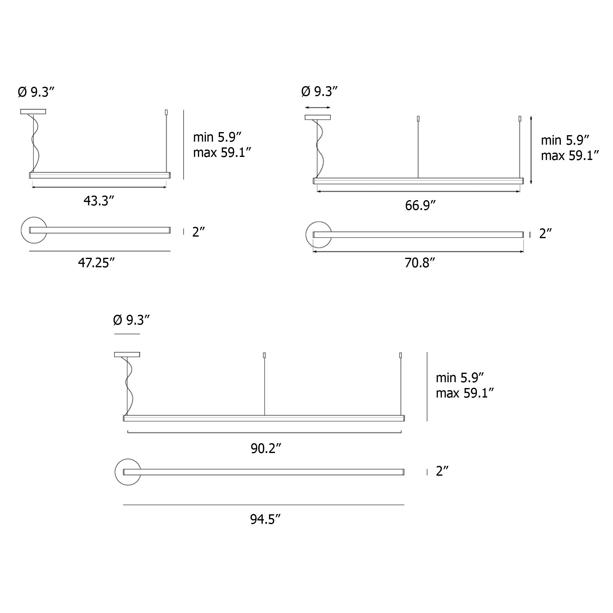 Alphabet of Light LED Linear Suspension - Diagram