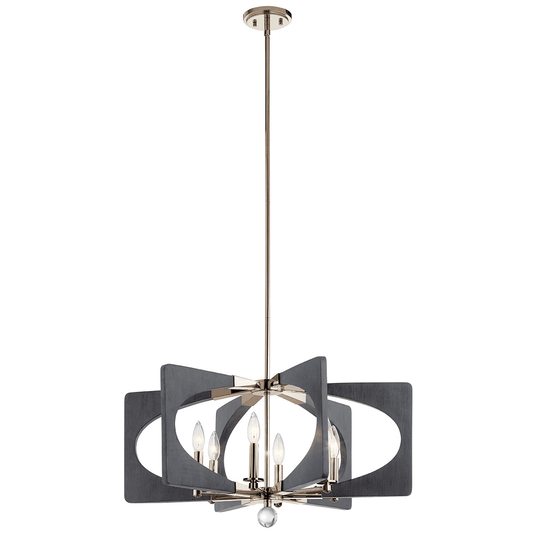 Alscar Chandelier - Driftwood Grey/Polished Nickel Finish