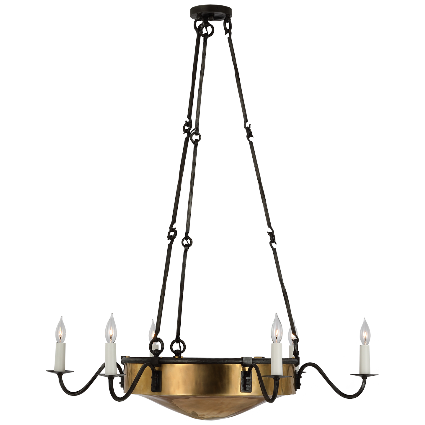 Ancram Large Empire Chandelier - Natural Brass/Aged Iron Finish