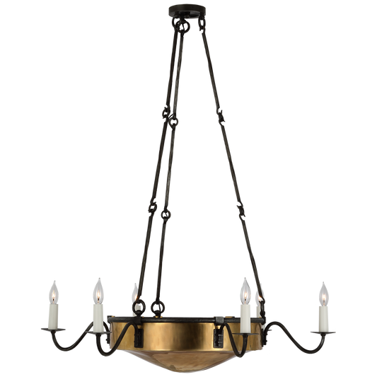 Ancram Large Empire Chandelier - Natural Brass/Aged Iron Finish