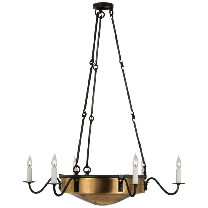 Ancram Large Empire Chandelier - Natural Brass/Aged Iron Finish