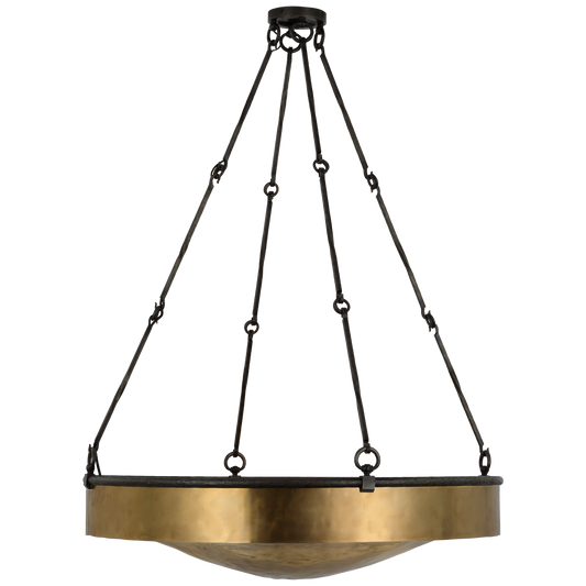 Ancram Large Uplight Chandelier - Natural Brass/Aged Iron Finish