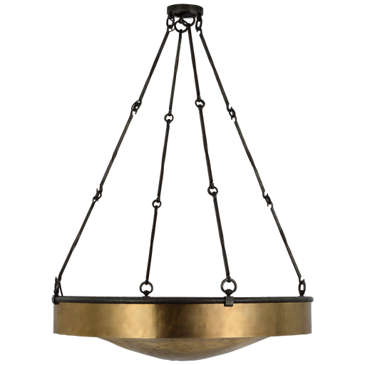 Ancram Large Uplight Chandelier - Natural Brass/Aged Iron Finish