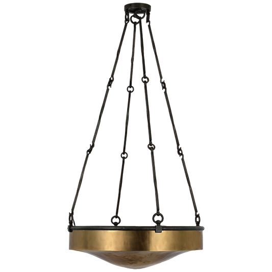 Ancram Medium Uplight Chandelier - Natural Brass/Aged Iron Finish