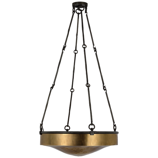 Ancram Medium Uplight Chandelier - Natural Brass/Aged Iron Finish