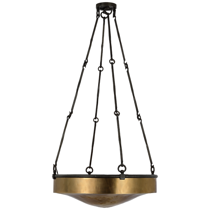 Ancram Medium Uplight Chandelier - Natural Brass/Aged Iron Finish