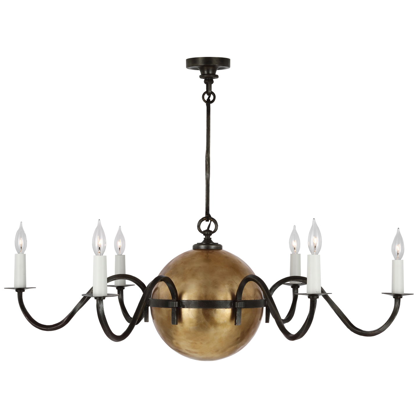 Ancram XL Chandelier - Natural Brass/Aged Iron Finish