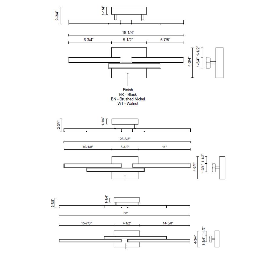 Anello Minor LED Bath Bar - Diagram