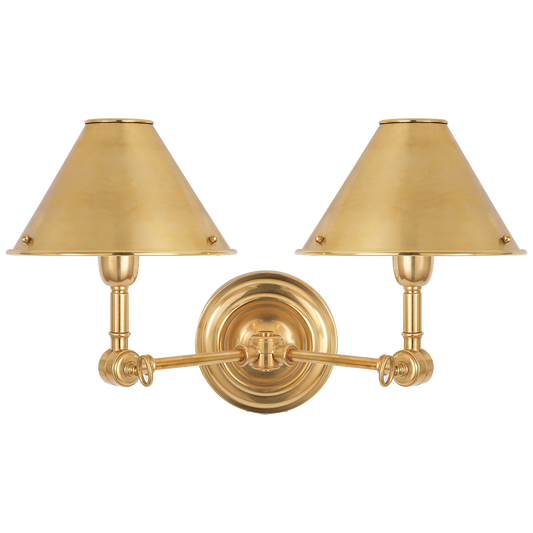 Anette Double Sconce - Natural Brass Finish