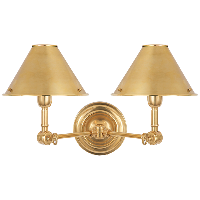 Anette Double Sconce - Natural Brass Finish