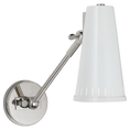 Load image into Gallery viewer, Antonio Adjustable One Arm Wall Lamp - Polished Nickel/White Shade
