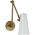 Load image into Gallery viewer, Antonio Adjustable Two Arm Wall Lamp - Hand-Rubbed Antique Brass/White Shade
