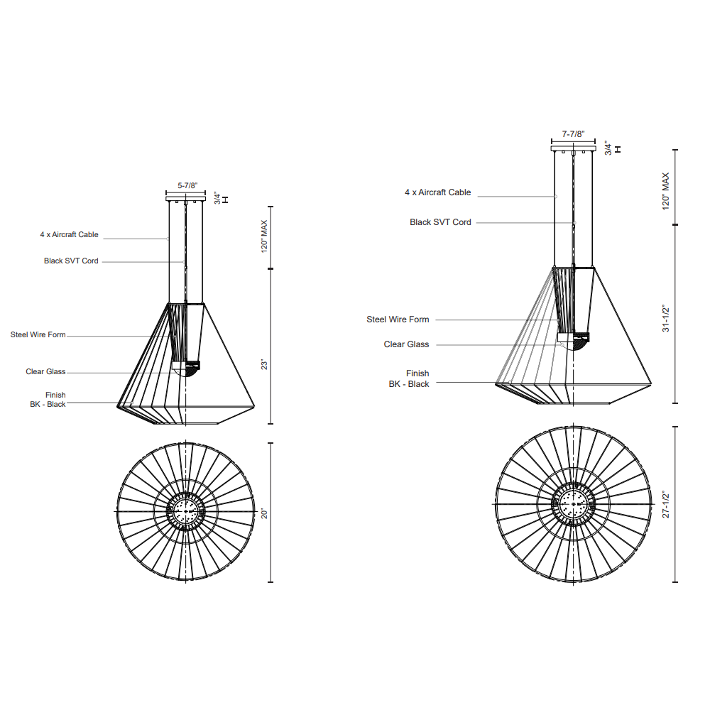 Arctic LED Outdoor Pendant - Diagram