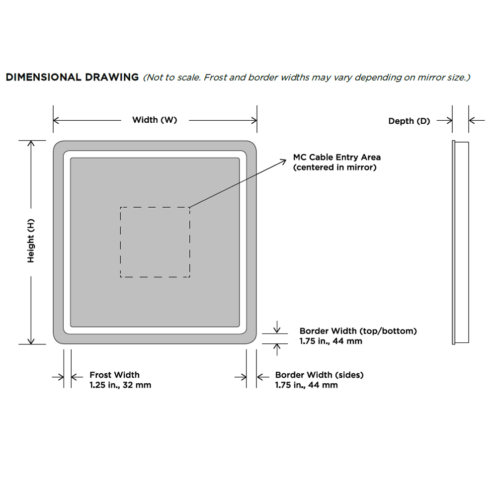 Aria Lighted Mirror Diagram