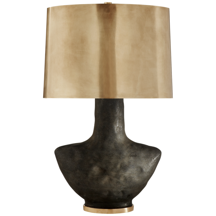 Armato Small Table Lamp - Stained Black Metallic/Antique Brass Shade