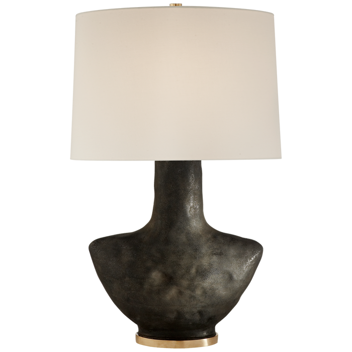 Armato Small Table Lamp - Stained Black Metallic/Linen Shade