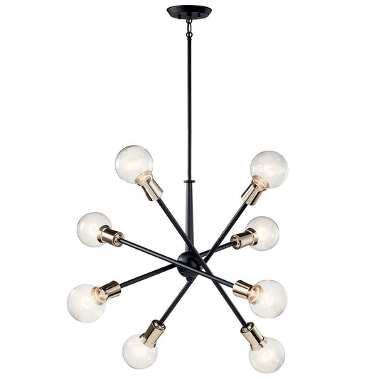 Armstrong 8-Light Chandelier - Black/Brass Finish