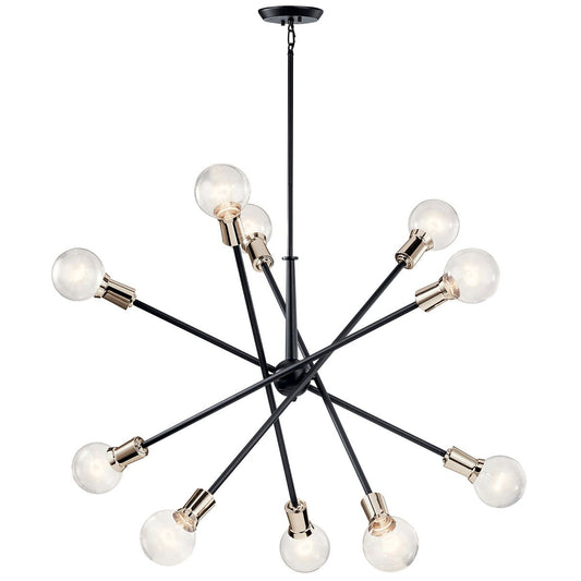 Armstrong 10-Light Chandelier - Black/Brass Finish