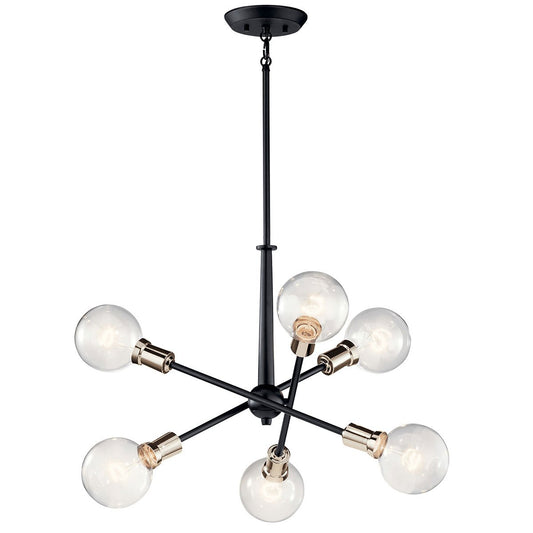 Armstrong 6-Light Chandelier - Black/Brass Finish