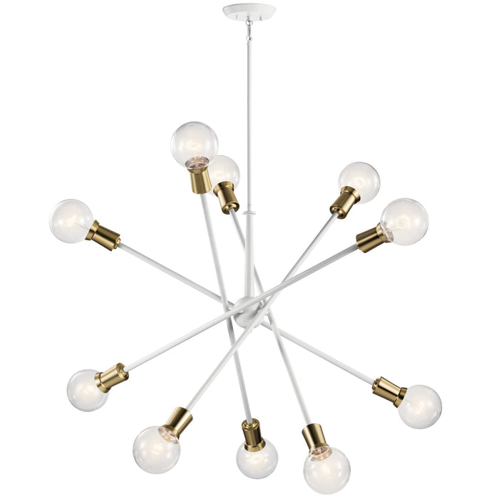 Armstrong 10-Light Chandelier - White/Brass Finish