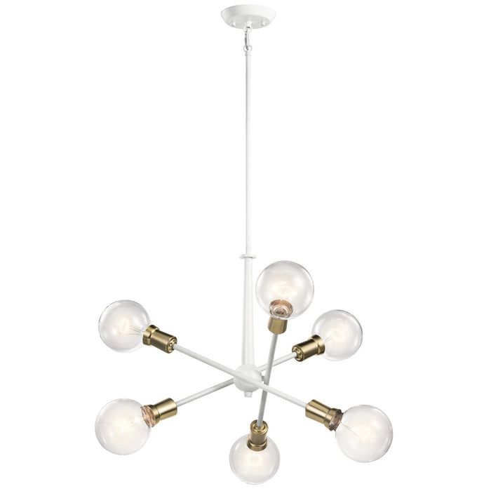 Armstrong 6-Light Chandelier - White/Brass Finish