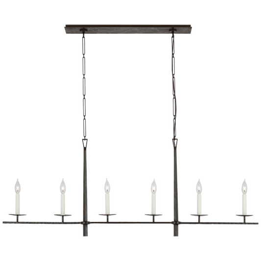 Arnav Large Linear Chandelier - Aged Iron Finish