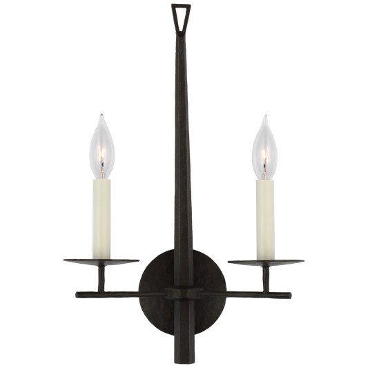 Arnav Medium Double Sconce - Aged Iron Finish