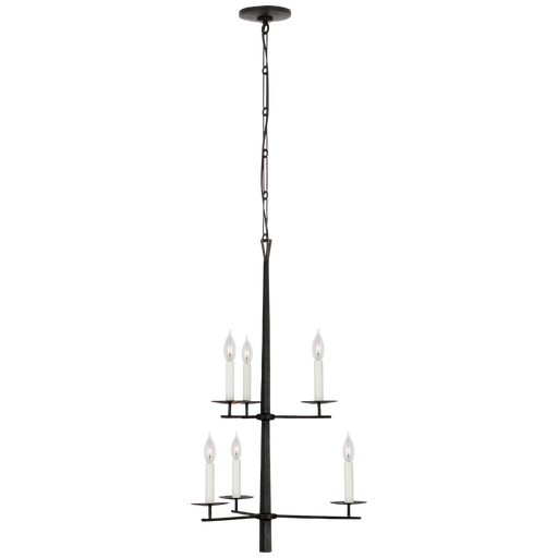 Arnav Small Two-Tier Entry Chandelier - Aged Iron Finish