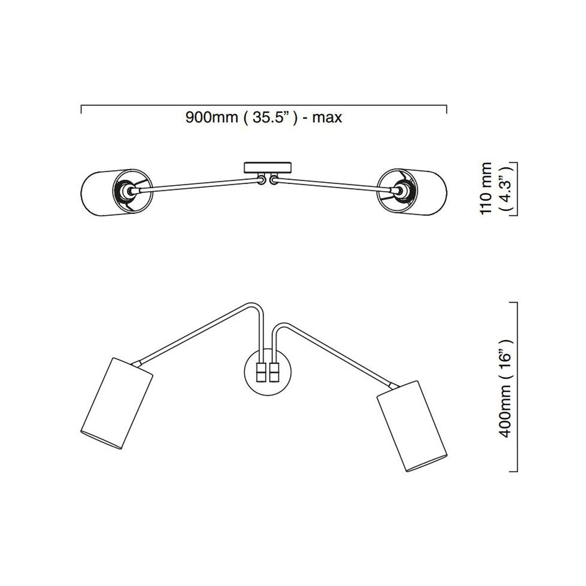 Array Twin Cotton Wall Sconce - Diagram