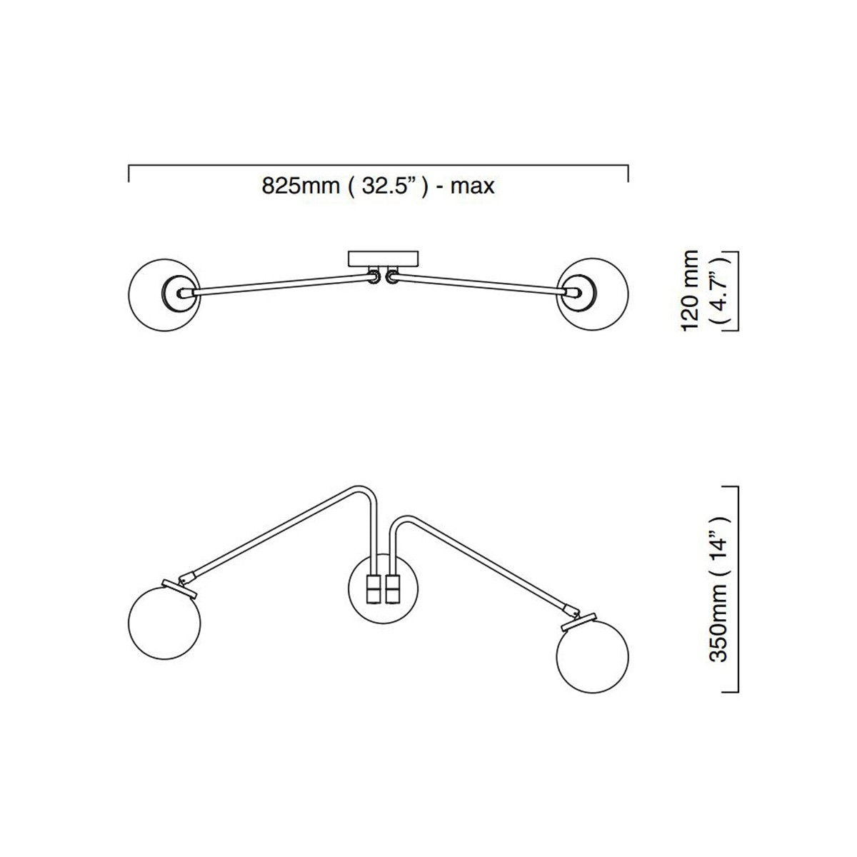 Array Twin Opal Wall Sconce - Diagram