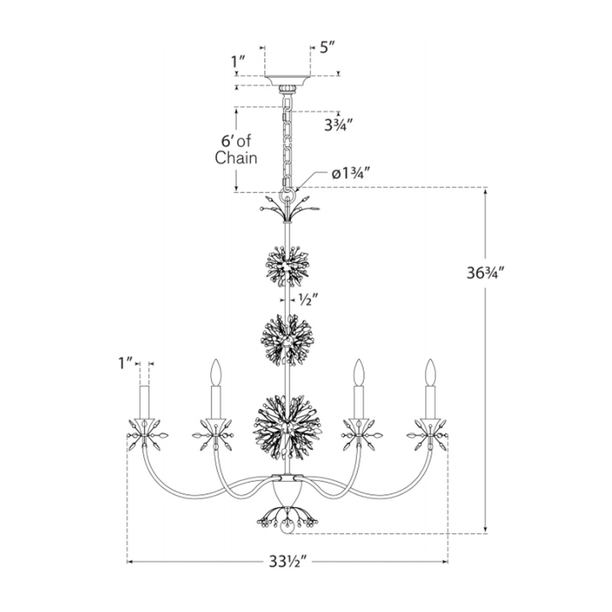 Aspra Medium Chandelier - Diagram