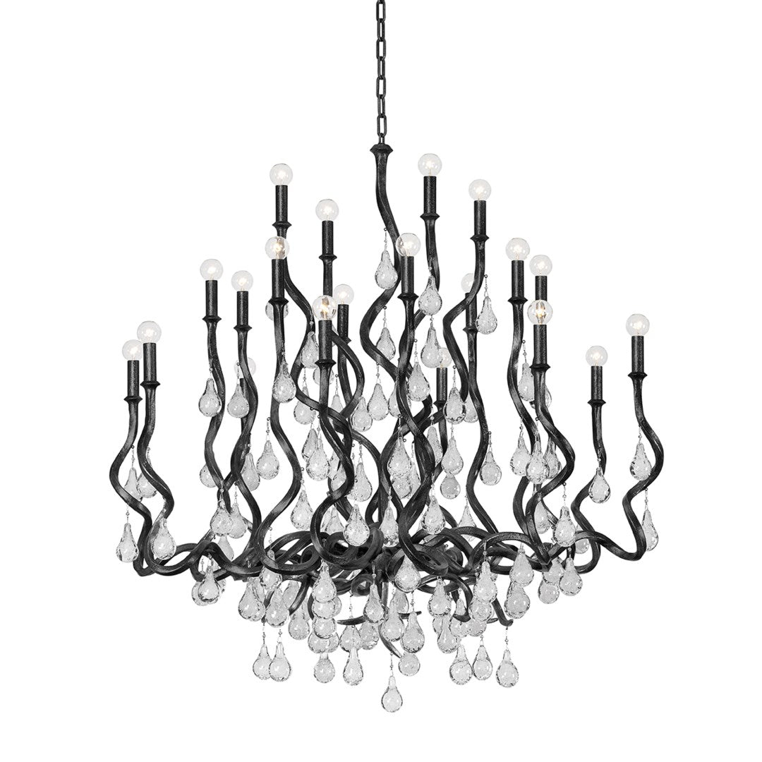 Aveline Chandelier - Black Silver Leaf